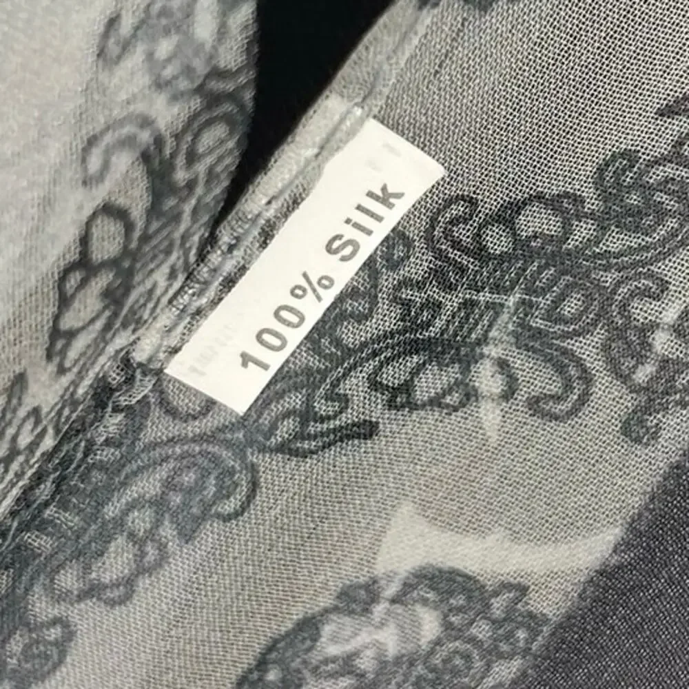 100% Silk Scarf Asian Calligraphy
